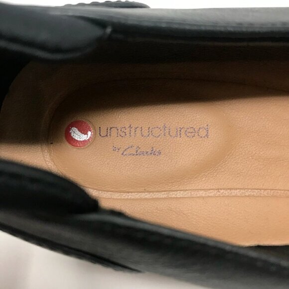 Unstructured By Clarks Womens Loafer Flat Shoes Black Leather Slip On 8 M - Picture 7 of 8